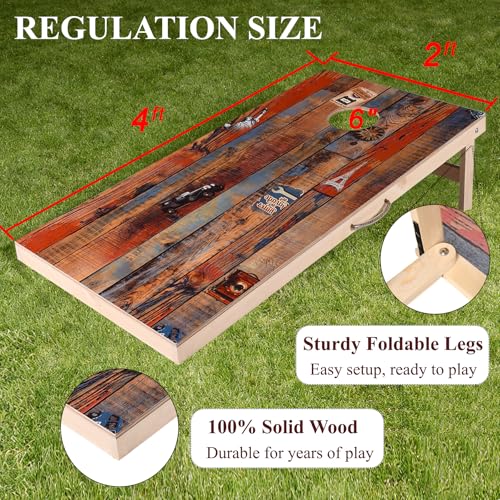 Image of Sportdo 4x2 ft Solid Wood Cornhole Set with 8 Bean Bags, Regulation Size Cornhole Board Set for Adults, Cornhole Game Set for Tailgate Backyard Toss Games Indoor&Outdoor Activities