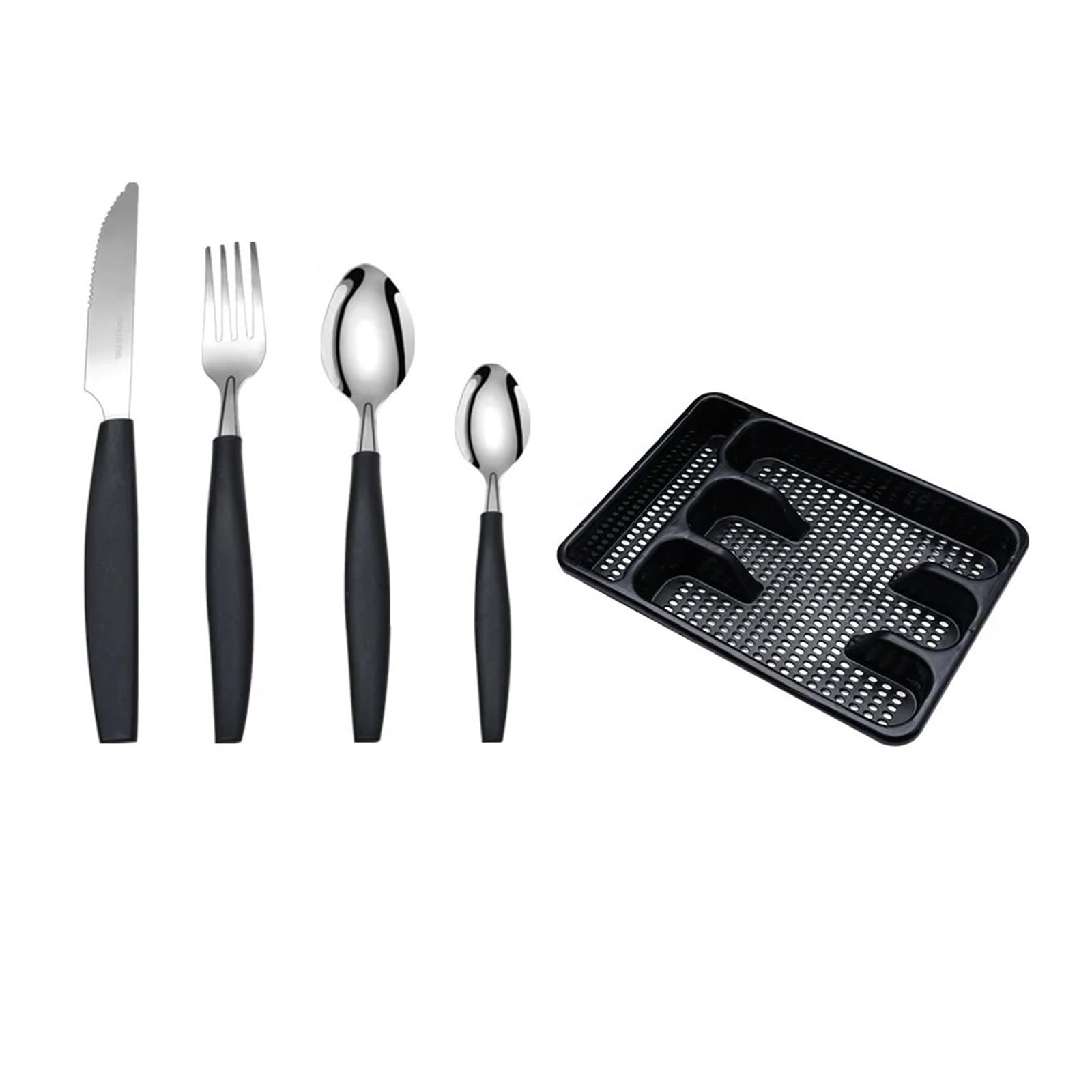 25 unids/set cubiertos de acero inoxidable, cuchillo, tenedor y cuchara, utensilios cocina for el hogar, Vajilla cena navideña(Black)