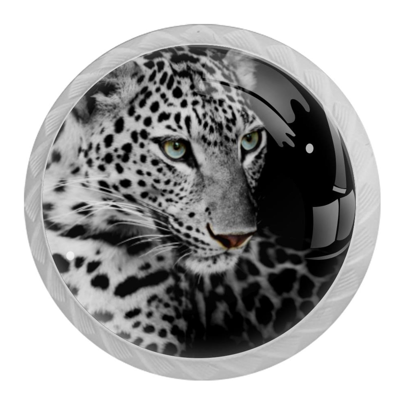 Tqmspg 4 Pieces Drawer Pulls Leopard Animal Door Knobs Dresser Handles for Kitchen Wardrobe Cupboard Hardware Furniture