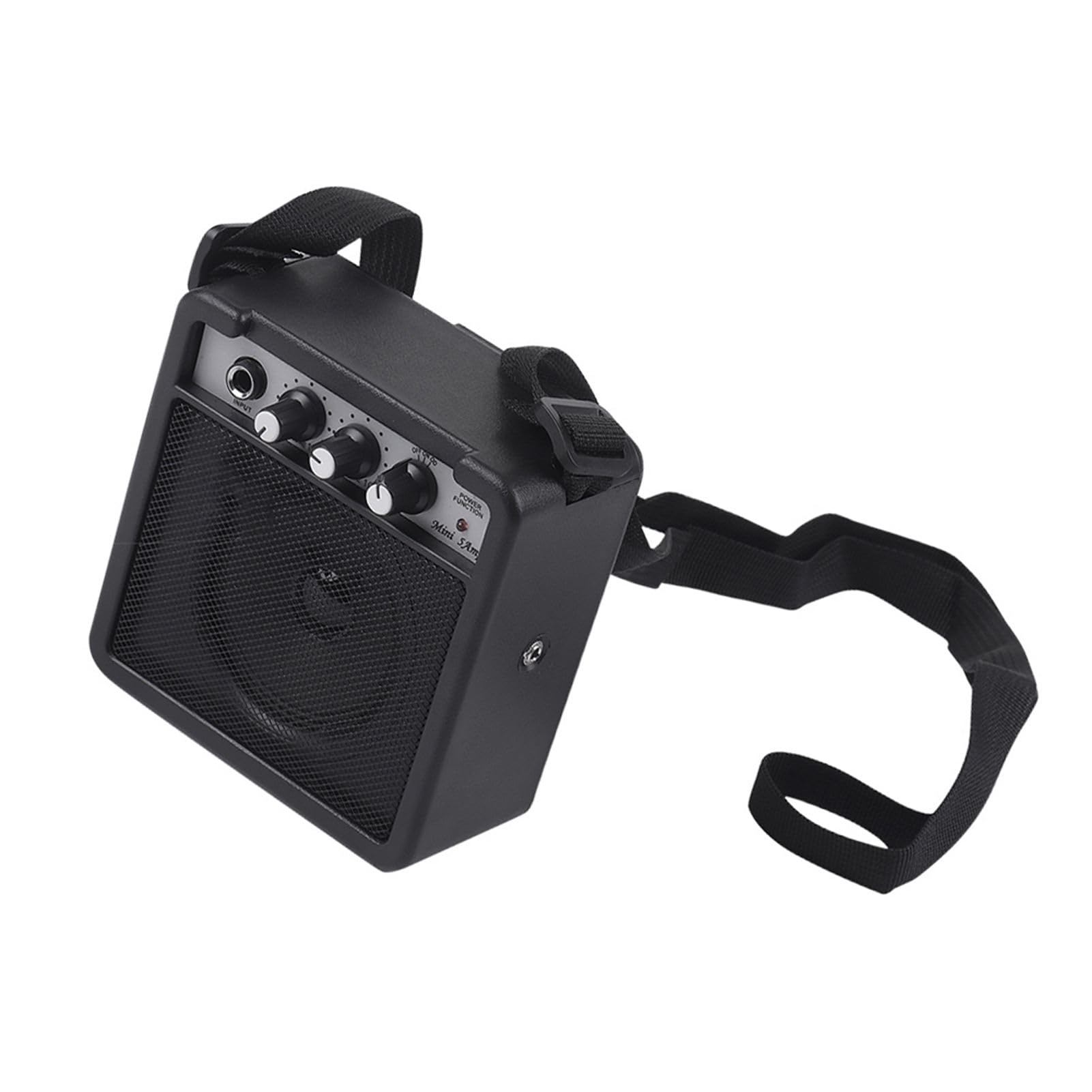 5-W-Gitarrenverstärker-Lautsprecher mit Lautstärkeregelung, Leichter Tragbarer Mini-Verstärker für Akustische E-Gitarre, 3,5-mm- und 6,35-mm-Eingänge (schwarz) (Schwarz)
