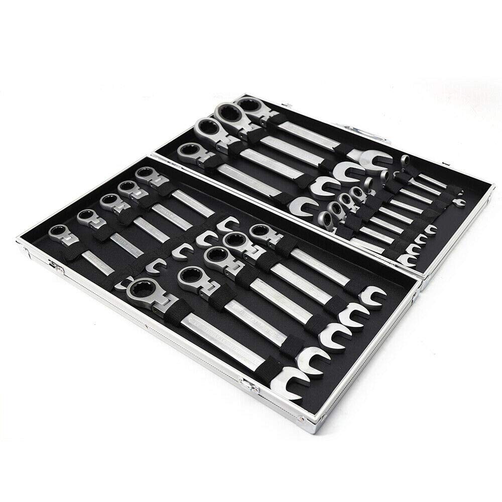 SHZICMY Set di chiavi a cricchetto, 22 pezzi, chiave combinata a cricchetto, chiave a cricchetto, chiave ad anello, 6 – 32 mm