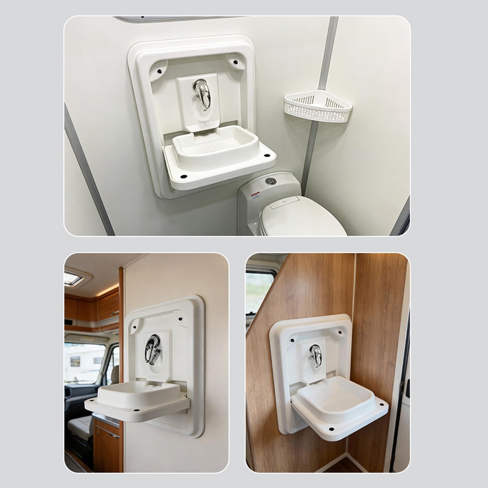 Fregadero Camper de Acrílico, Lavabo Caravana Plegable con Grifo de Agua Fría y Caliente, Diseño de Drenaje Rápido, Lavamanos para Baño y Cocina de Caravanas