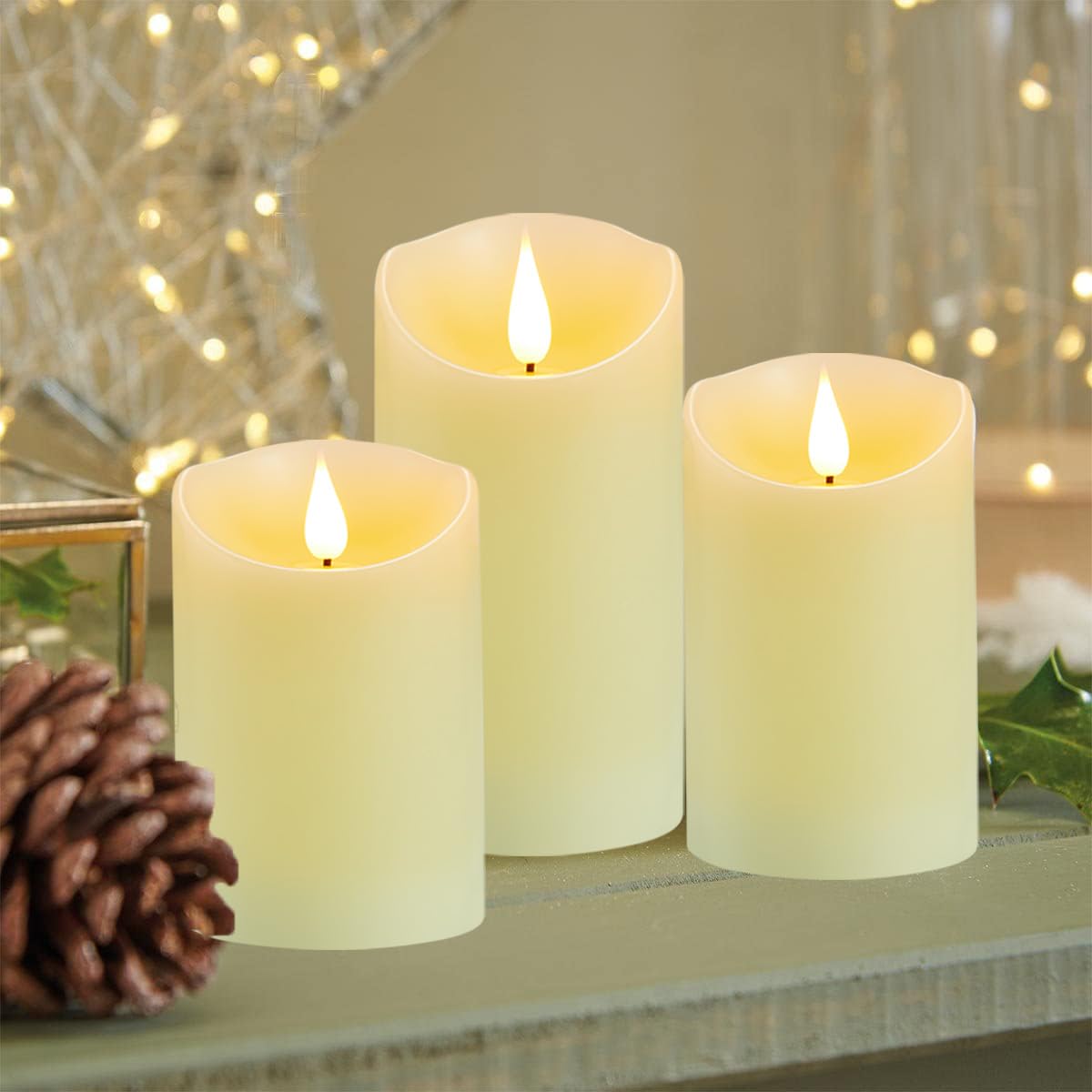 Candele senza fiamma tremolanti con batteria ricaricabile, candele elettroniche con telecomando e timer, candele a colonna a LED in vera cera, candele a led per casa, matrimonio, Halloween,