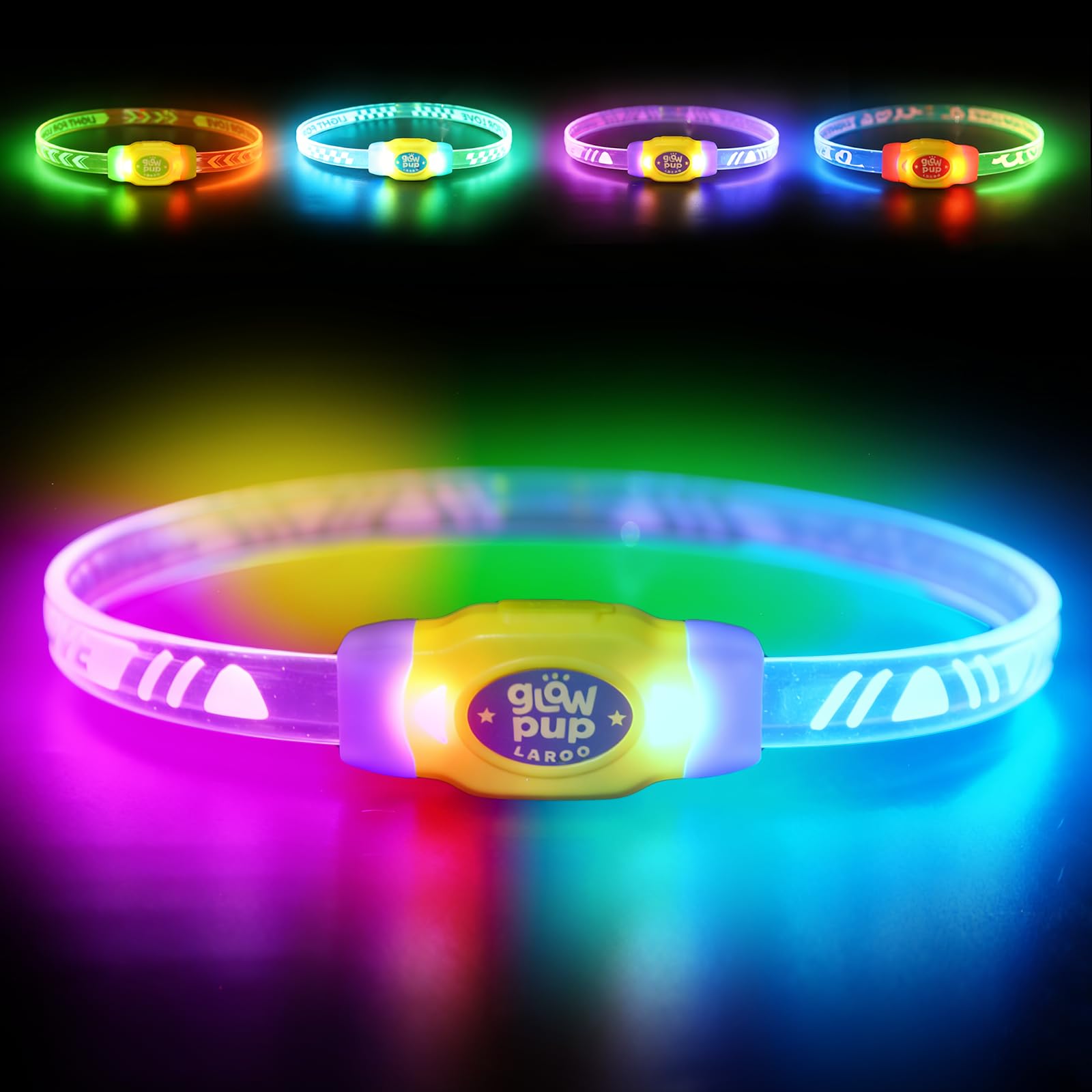 LaRooLED Light Up Dog Collar, Pets Flashing Collar, Dog Collar Light for the Dark, USB Rechargeable Water Resistant Collar for the Can Arbitrarily Cut Collars Fits Any Dogs- 4 Modes (Purple-50cm）