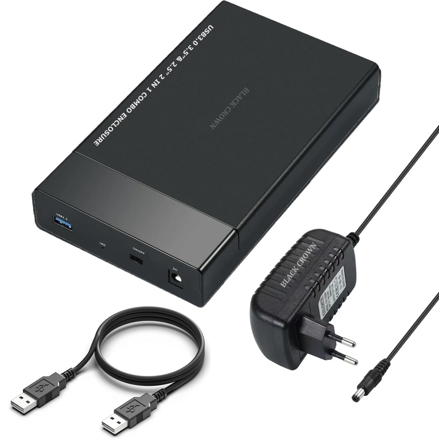 BLACK CROWN USB 3.0 2 in 1 External Hard Drive Casing for 2.5″ & 3.5″ Sata Hard Drives Dual 2.5 inch and 3.5 inch HDD Enclosure. (USB 3.0) (Black)-image-44