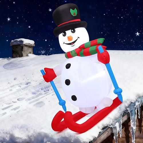 Miniatura 2 de GOOSH Muñeco de nieve inflable de Navidad de 6 pies para decoración al aire libre, patio, esquí, nieve con LED integrados para decoración de fiesta