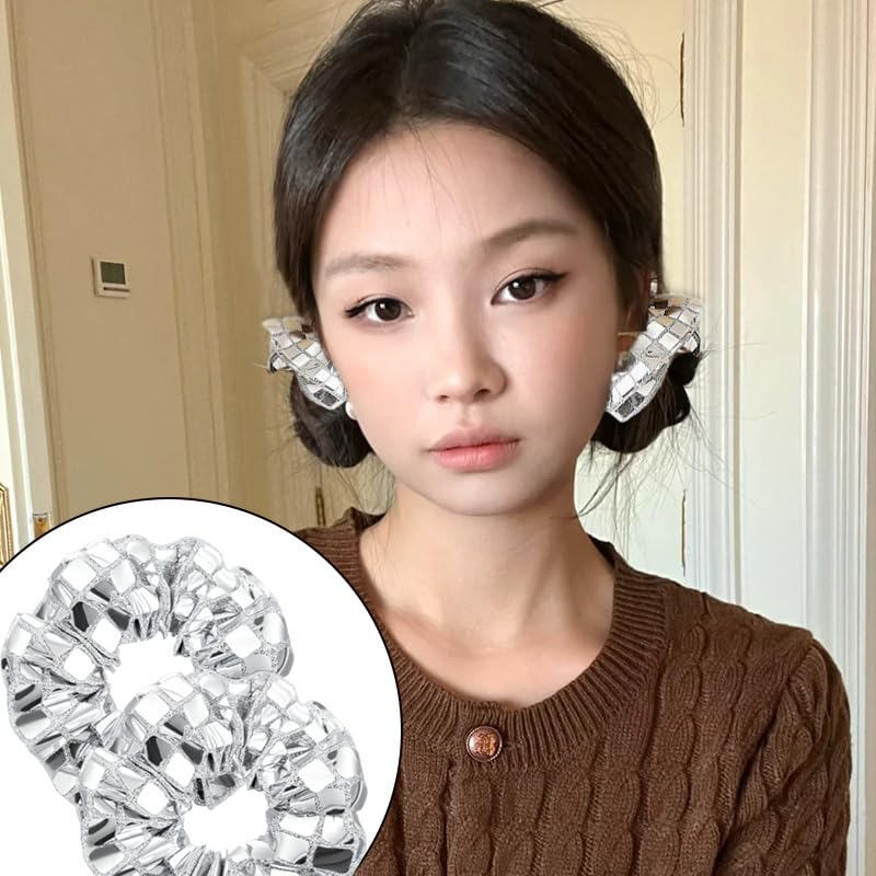 Disco Ball Sequin Hair Scrunchies for Women 2PCS Glitter Scrunchie for Cheerleader Silver Hair Accessories for Women Disco Party Metallic Hair Scrunchie for 80s 90s Birthday Party Hair Accessory - Image 5