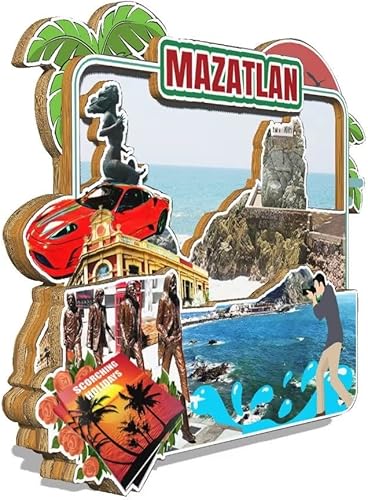Miniatura 2 de Mazatlán México imán de nevera de madera 3D monumentos de viaje coleccionables, recuerdos, decoración hecha a mano