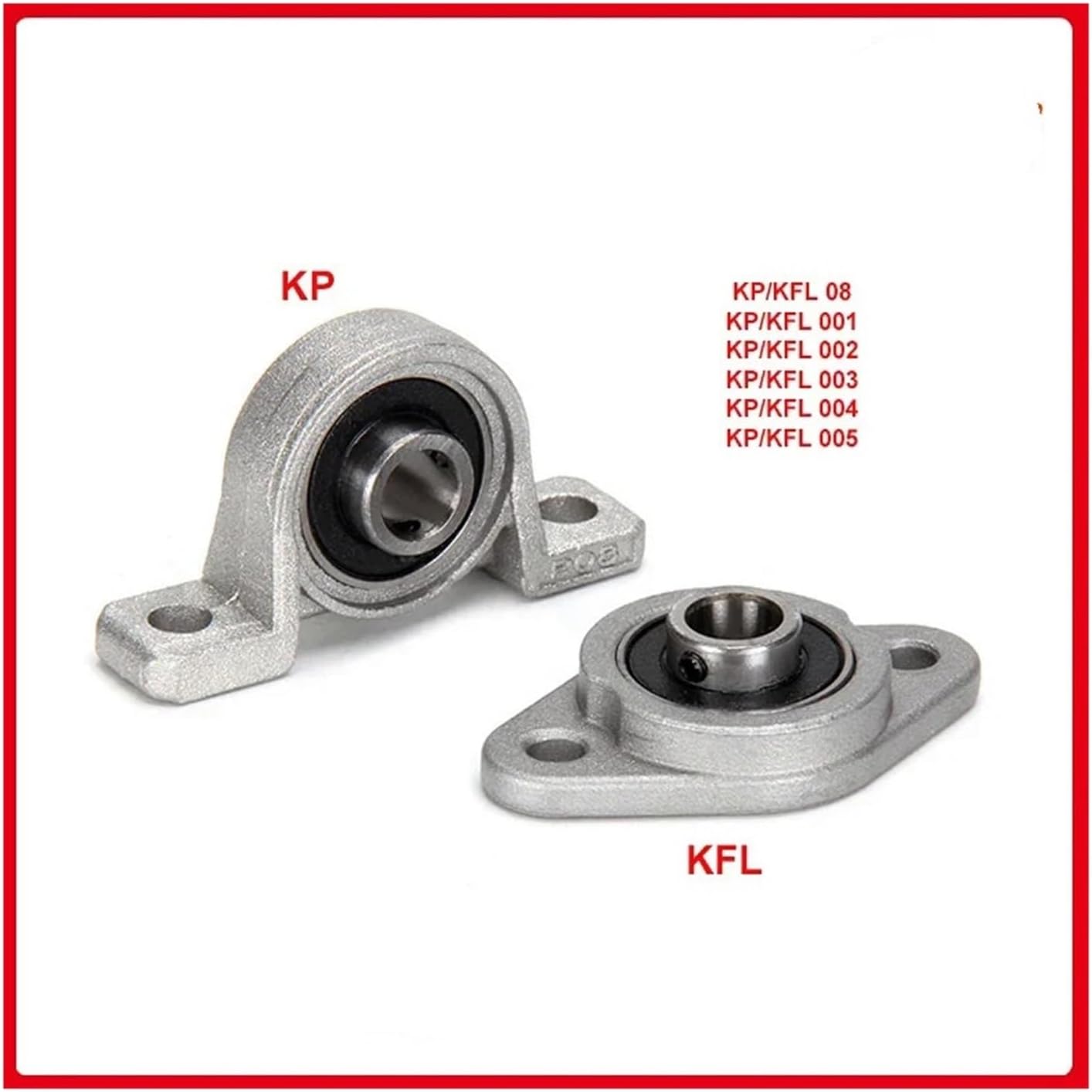 1Pcs Zinc Alloy Bearing with Seat 8 10 12 15 17 30 35mm Pillow Block Mounted Support Bearing KP08 KFL08 KP001 KP002 KFL001 KP006(KP004 20mm)