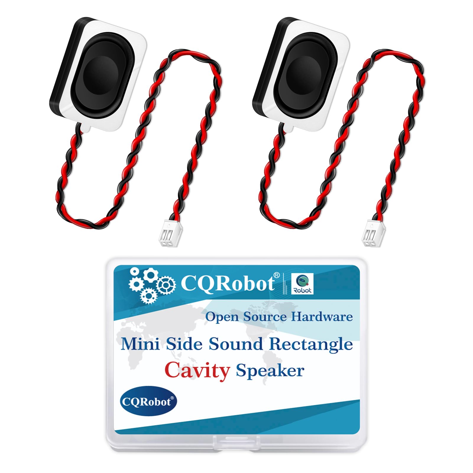 CQRobot 2 Pieces/1 Pair 35 mm * 25 mm * 6.8 mm Side Sound 4 Ohm 2 Watt / 3 Watt Rectangle Cavity Speaker, JST-PH 2.0 mm 2-Pin Interface Wire, for Computer Electronic Project Application Components.