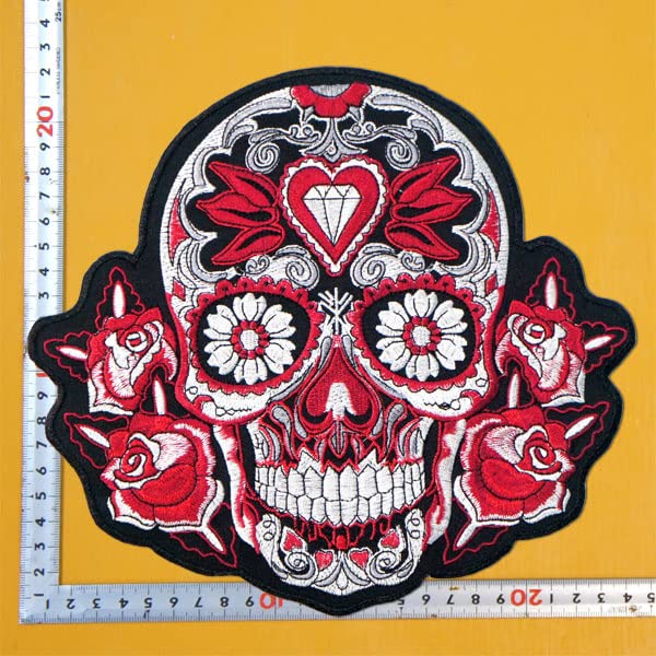 Amazon.co.jp: 大きい刺繍アイロンワッペン【赤い薔薇のメキシカン