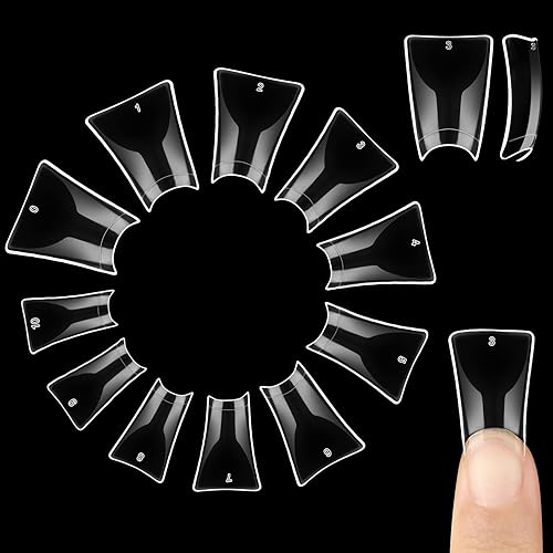 NOVO OVO 550 piezas de puntas de uñas postizas francesas de cristal transparente estilo patas de pato, puntas de extensión de uñas postizas