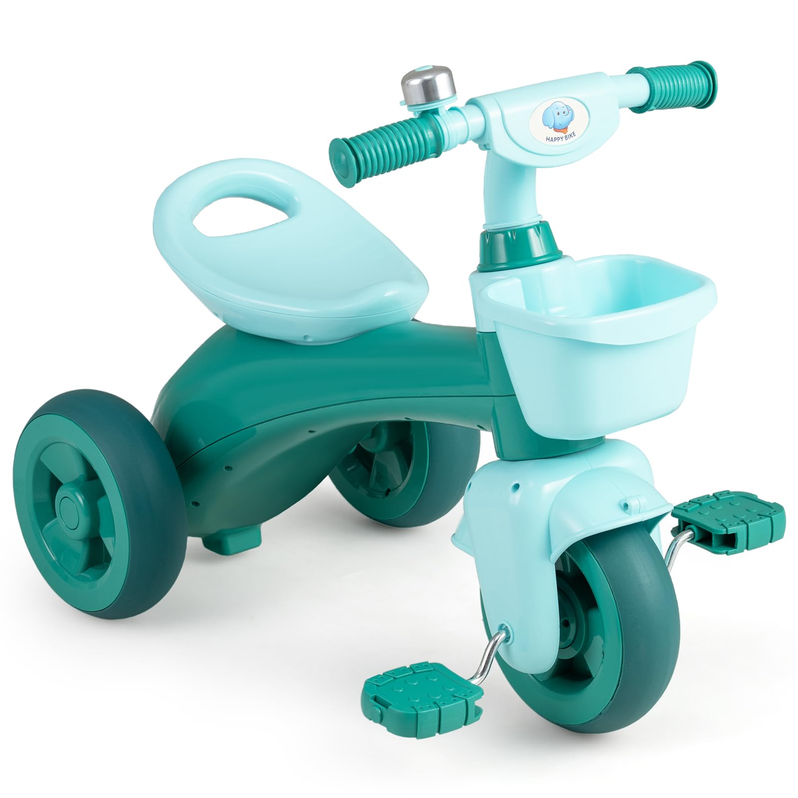 GYMAX Toddler Tricycle Trike, 3-Wheel Children Balance Bike with Limited Steering, Ergonomic Seat, Non-slip Handle, Front Basket & Rear Storage Space, Kids Trike for 3-5 Years Old Boys Girls (Green)