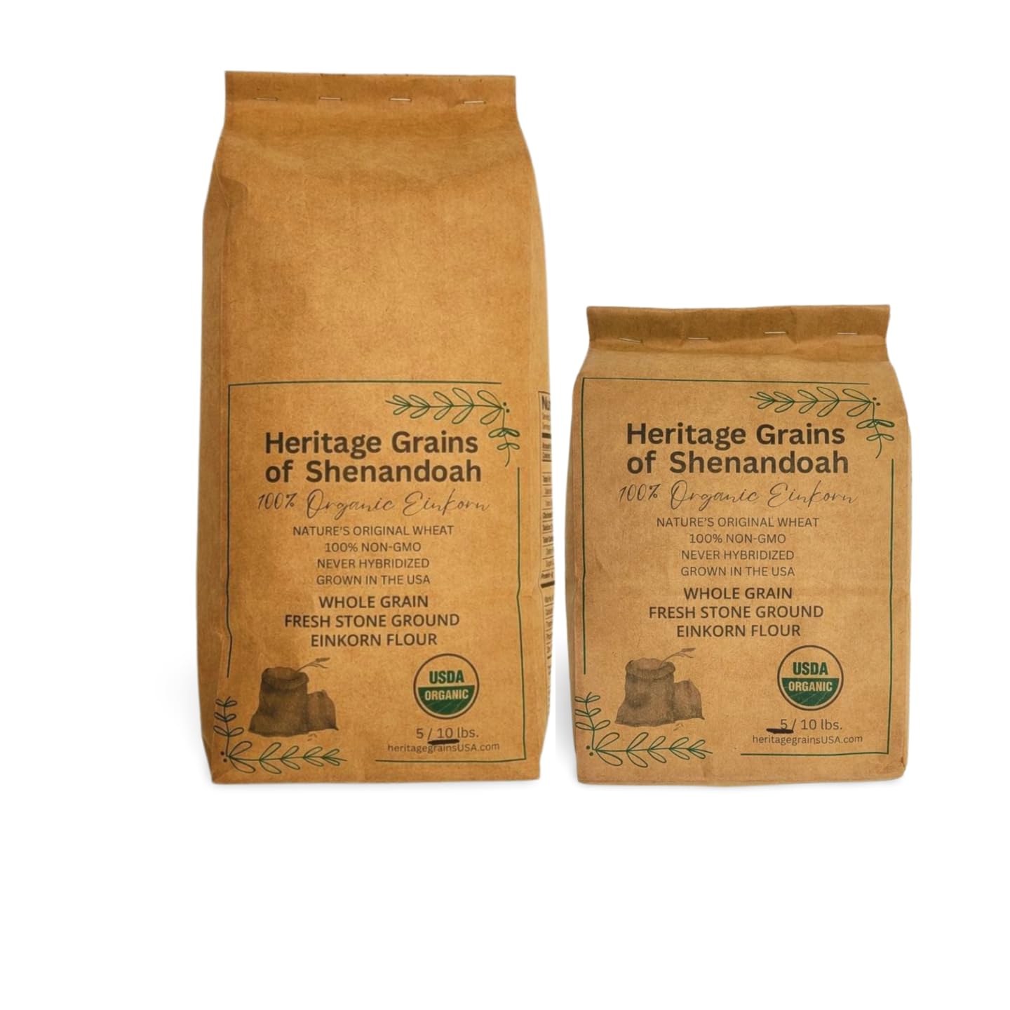 Organic Whole Grain Einkorn, Fresh Stone-Ground & USA Grown, Heritage Grains of Shenandoah- great for gluten issues (Fresh Ground Flour, 15 lb.)USDA Organic