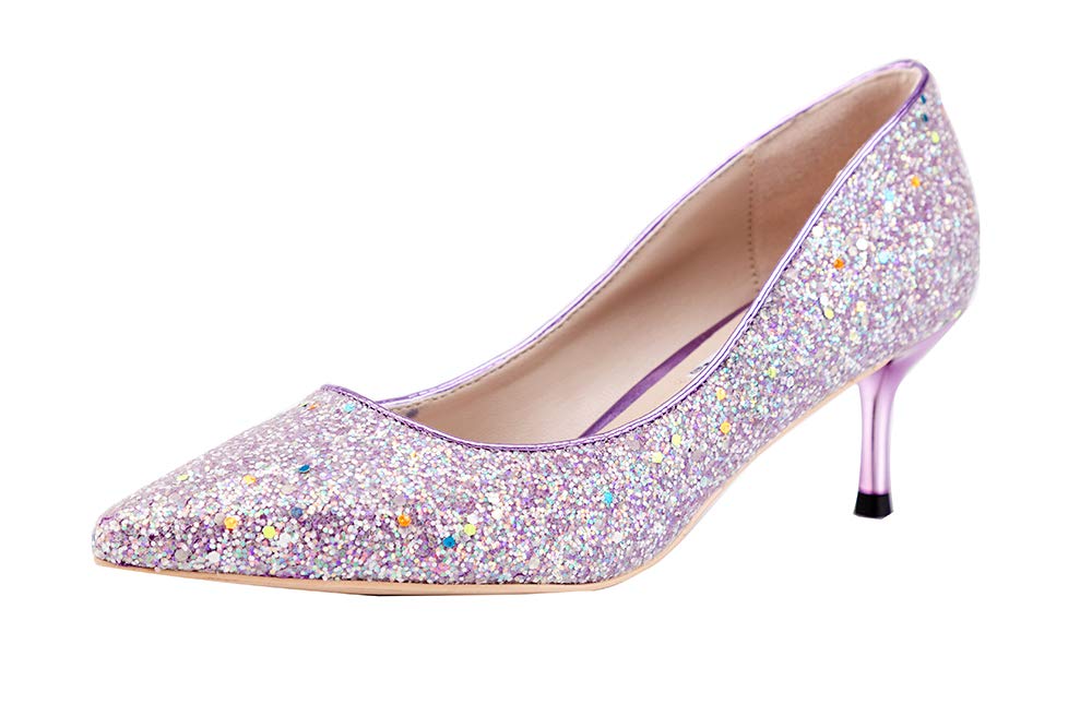 Women’s Glitter Pumps Pointed Toe Stiletto High Heels Bridal Wedding Party Shoes