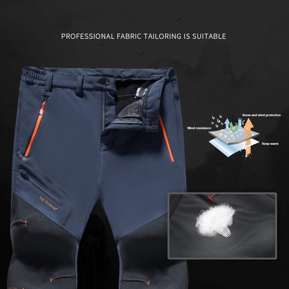 Pantalon Homme Softshell Randonnée - Coupe-vent, Thermique, Imperméable, Léger, Avec Poches Zippées