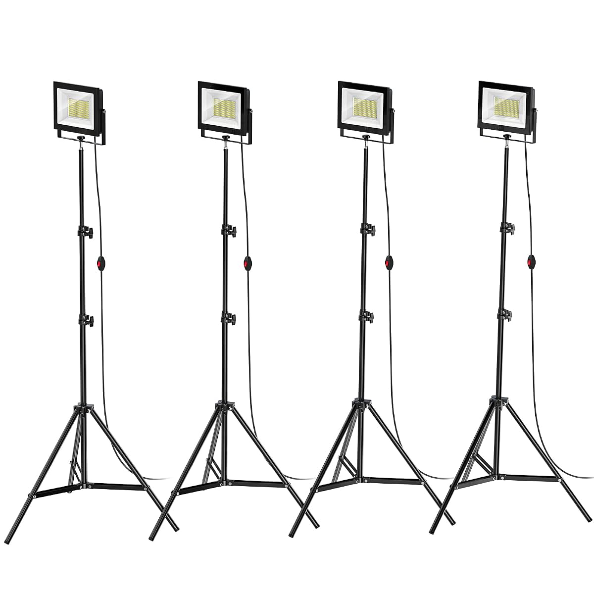 LIVOWALNY 11000 lm LED Work Lights with Stand Pack of 4, 110W Adjustable Head