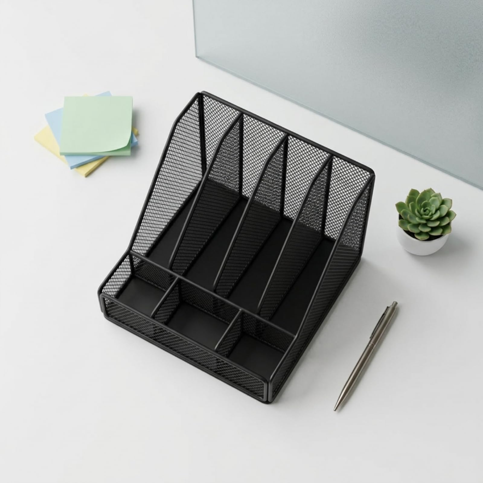 Office Document Organizer Portadocumenti Scrivania Organizer Ufficio Portacartelle Porta Documenti con Scomparti Verticali in Metallo a Rete