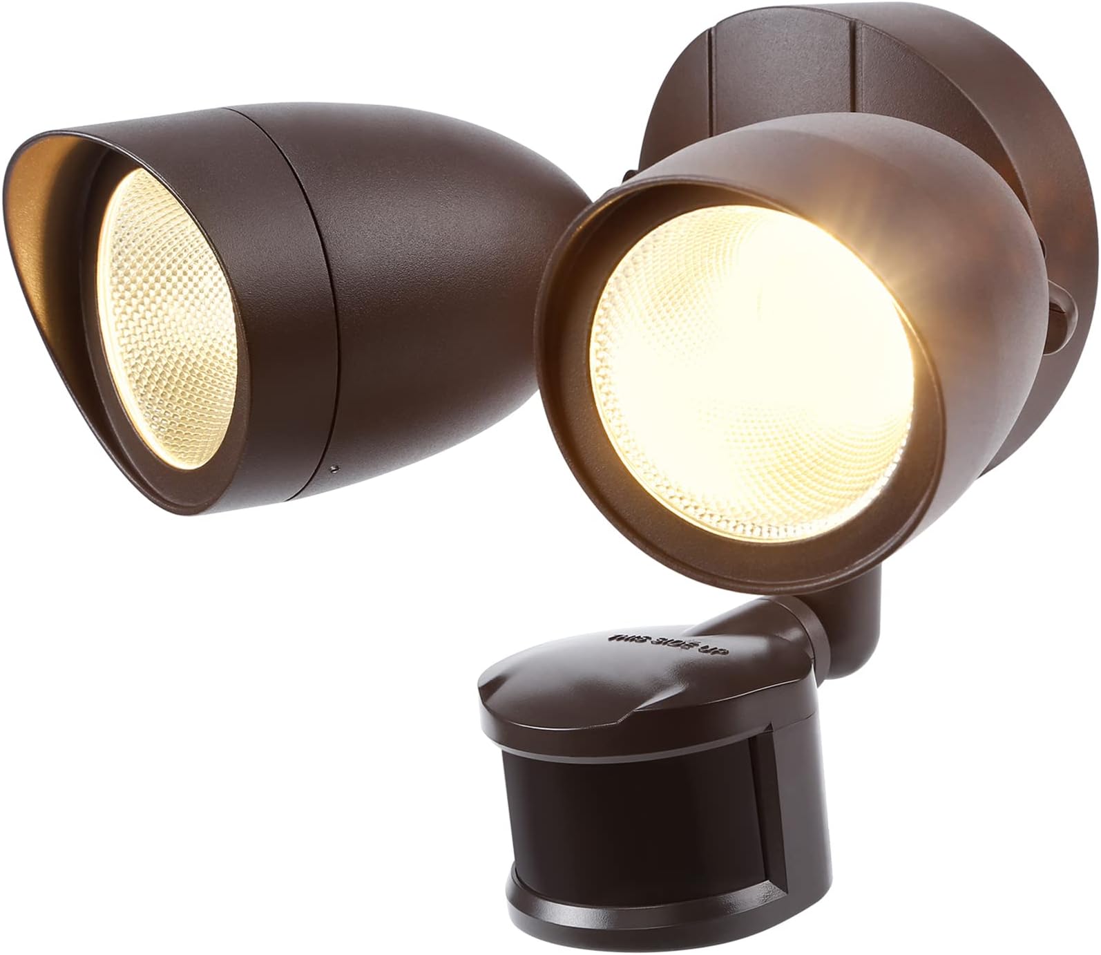 Motion Sensor Flood Light, ETL Listed, Aluminum LED Security Lights Dusk to Dawn, Adjustable Dual Heads, IP65 Waterproof, 1400lm Outdoor Floodlighting Fixture, 3000K Warm White, Bronze