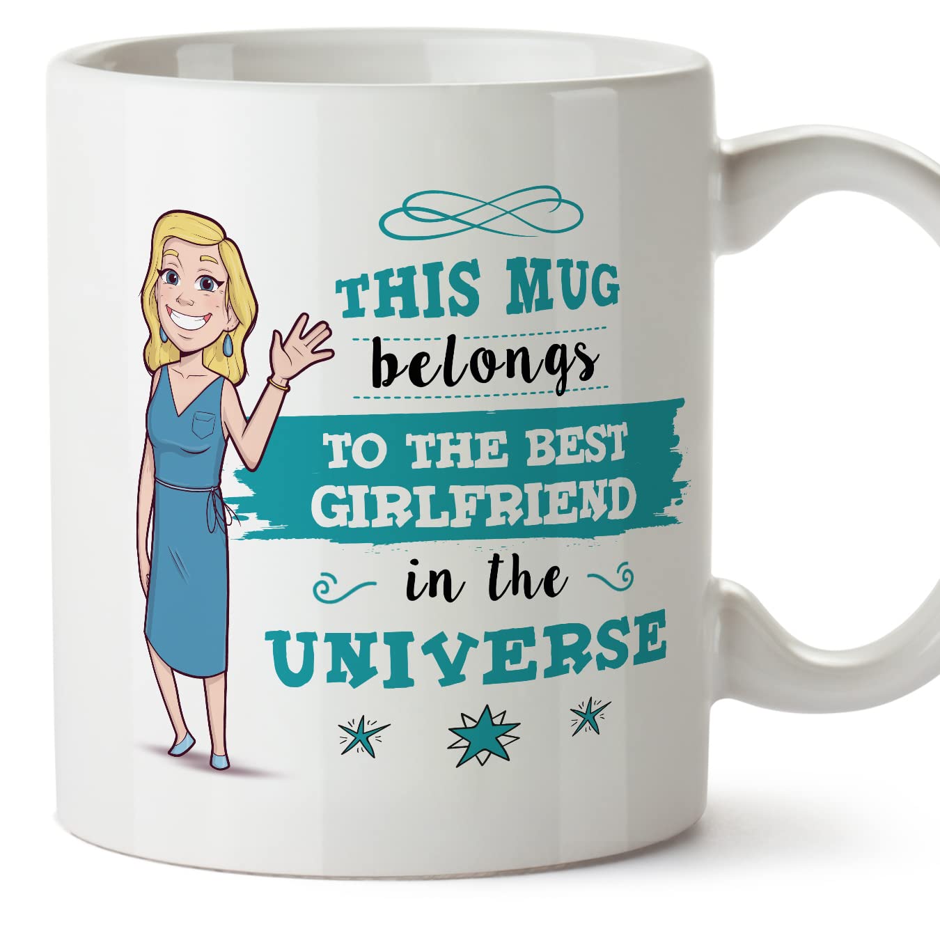MUGFFINS Girlfriend Mug - in English - Best Family in The Universe - Funny Gift - Ceramic 11oz Mug