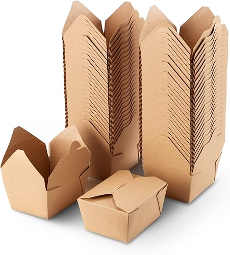 Caja de contenedor de comida para llevar, apto para microondas, 30 onzas, reciclado, plegado, ecológico, 50 unidades