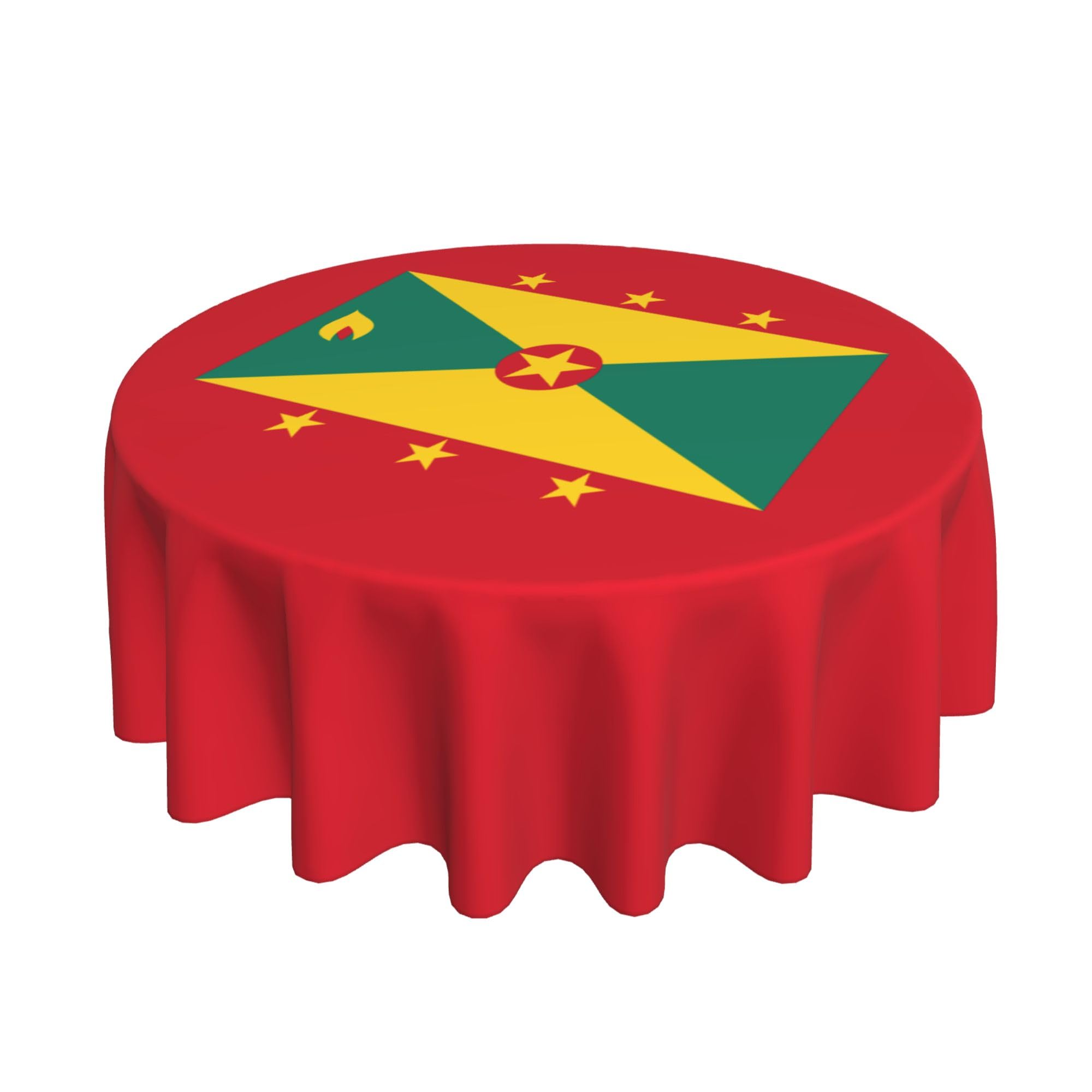 HLBSDM Flag of Grenada 60" Restaurant Circle Decor Tablecloth Festive Table Cover Round Art Desk Cloth