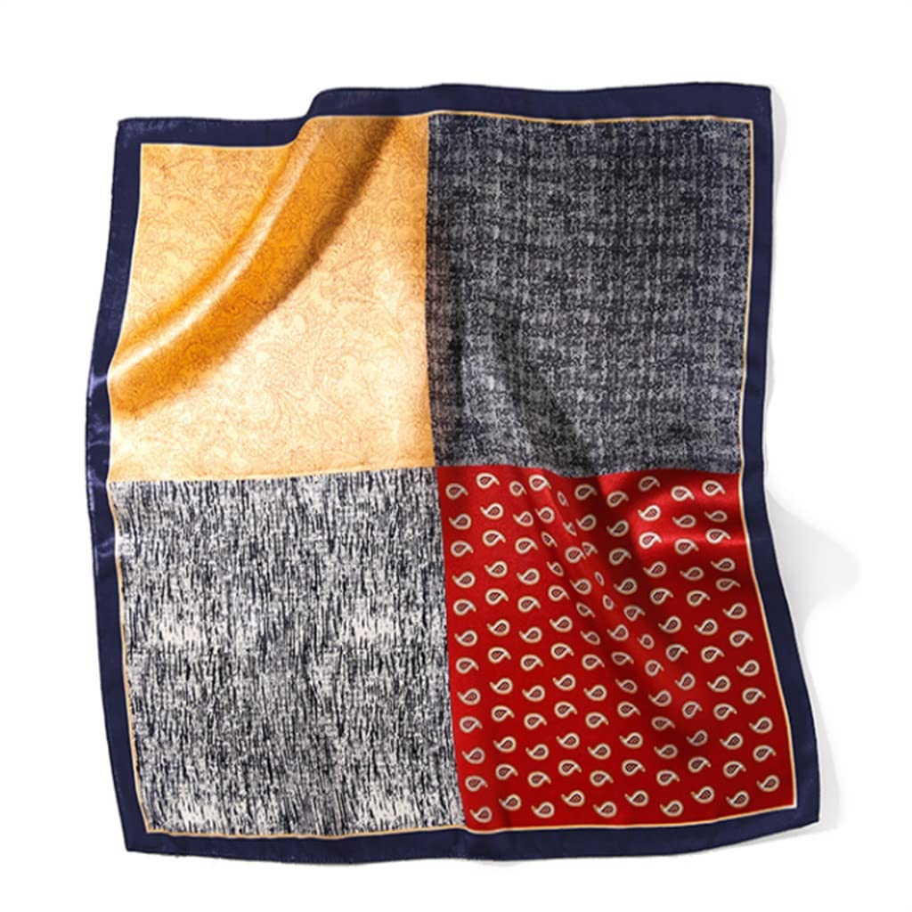 Bufanda de Seda para Hombre Bufanda Cuadrada pequeña Traje de Invierno Bufanda de Cuello Bufanda de Sección Delgada Retro de Negocios (Color : Argento, Size : 53 * 53cm)