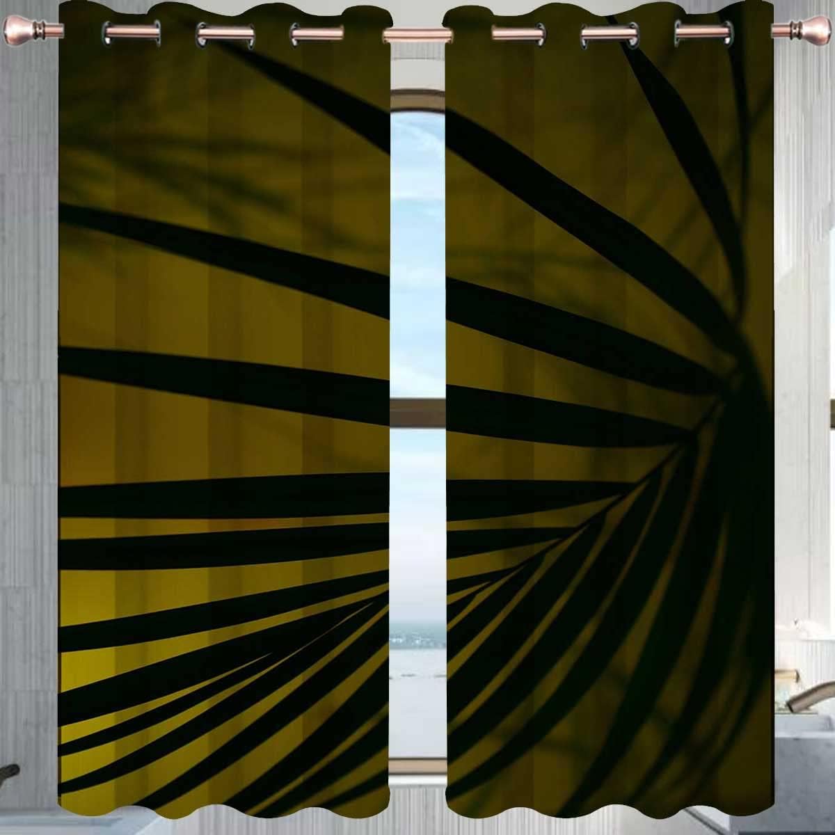ZYY-Home Curtain 2 Paneles Cortinas Hojas Tropicales Cortina Opacas Lápiz Pliegue Para Salón Dormitorio Comedor Habitación,Azul,W200xL270cm