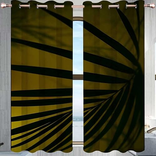 Miniatura 2 de Cortinas opacas de cristal para puerta de palmera, 2 paneles, 63 x 80 pulgadas