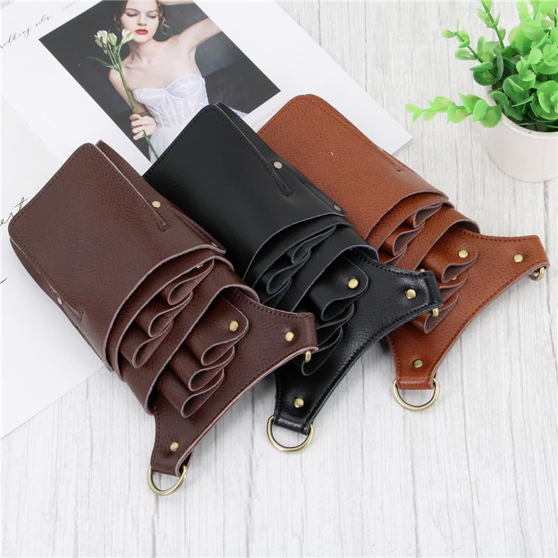 Friseurtasche Werkzeugtasche Rindsleder Schere Tasche Haar Schere Lagerung Halter Friseur Schere Halter Tasche Barber Salon Werkzeug Friseurtasche(Brown)