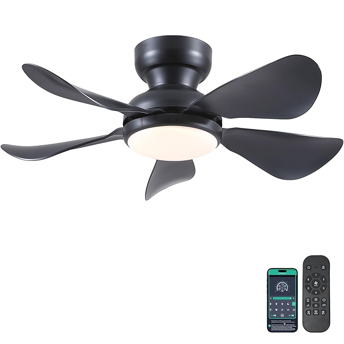 现代远程/APP控制灯罩风扇带调光灯卧室吊扇