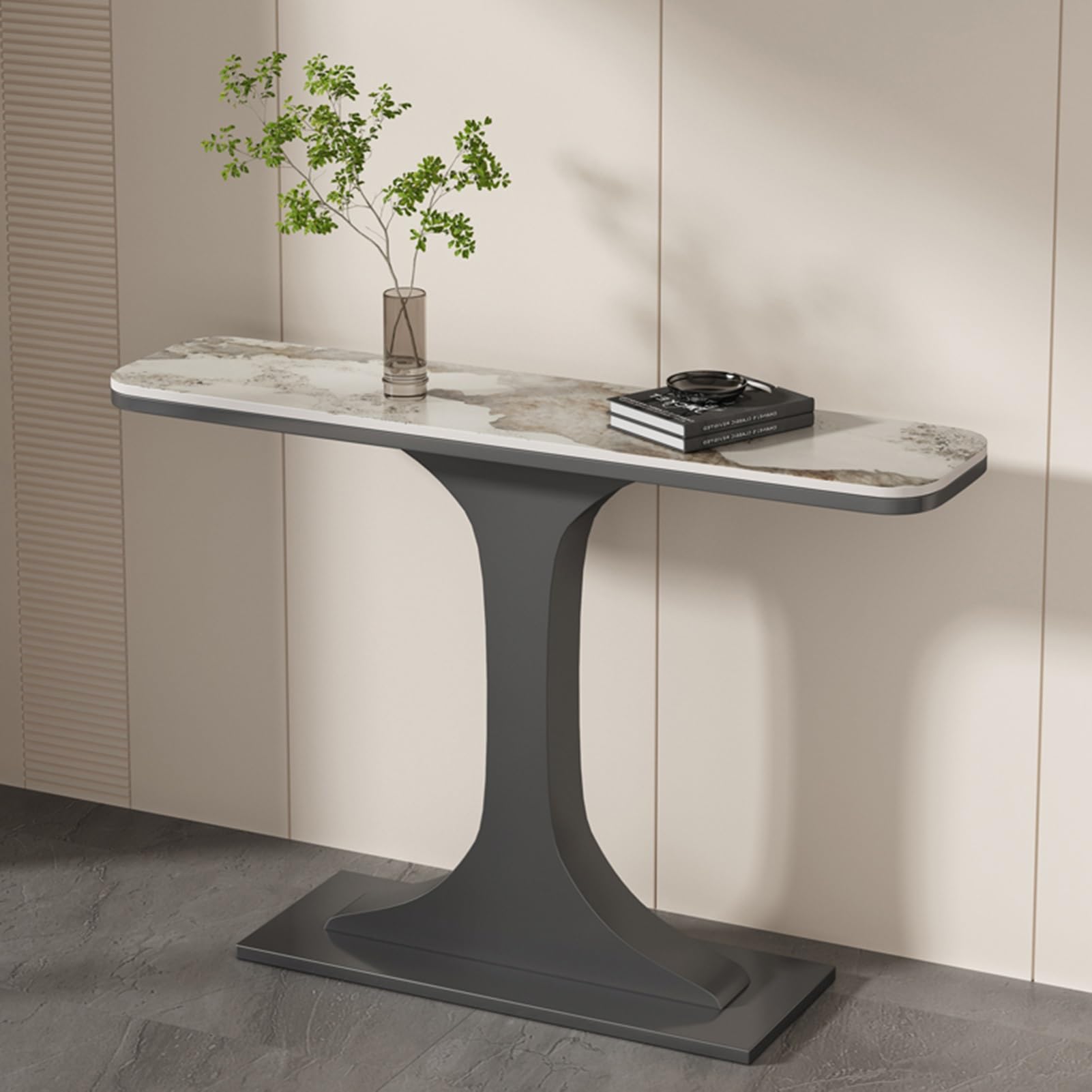 Console d'entrée, Table Console Moderne, Table d'appoint étroite avec Structure en métal, pour entrée, Couloir, Salon, Facile à Assembler (Gris B, 150 cm/59 po)