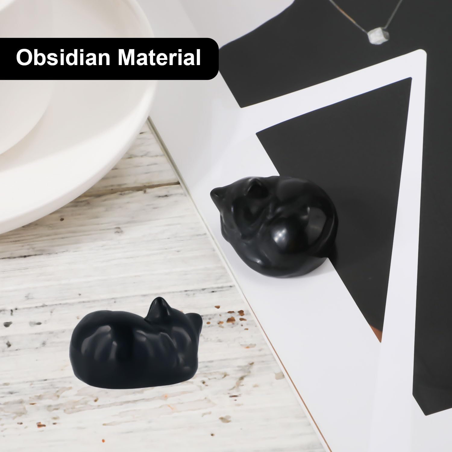 Estatua De Perro De Cristal De Obsidiana Negra Hecha A Mano, Colección