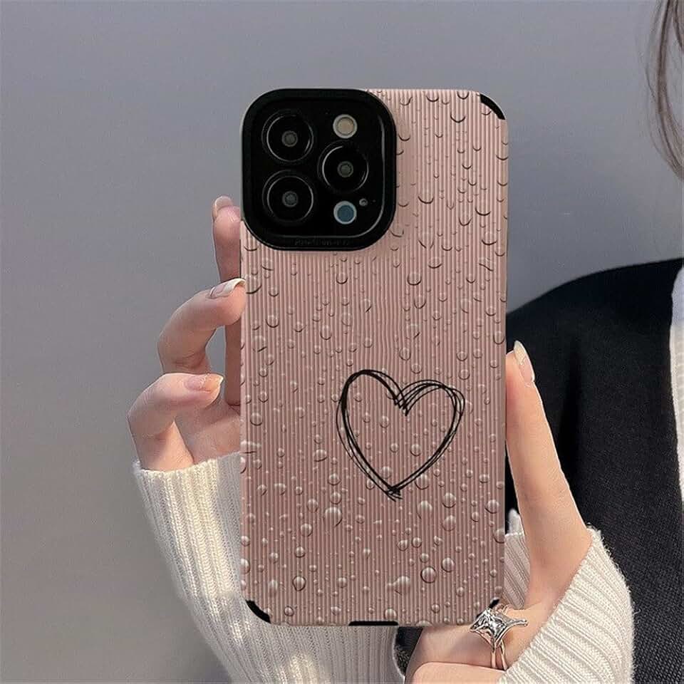 Capa de telefone com padrão de coração de gota de chuva para iPhone14 11 12 13 Pro 7 8 14 Plus XS Max XR à prova de choque capa traseira macia, 9393, para 7 Plus ou 8 Plus