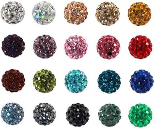 100 Pcs 10mm Shamballa Beads,Random Color Shamballa Pave Disco Ball Clay Beads,Round Polymer Clay Charms Rhinestone Crystal Beads for Shamballa Jewelry Making