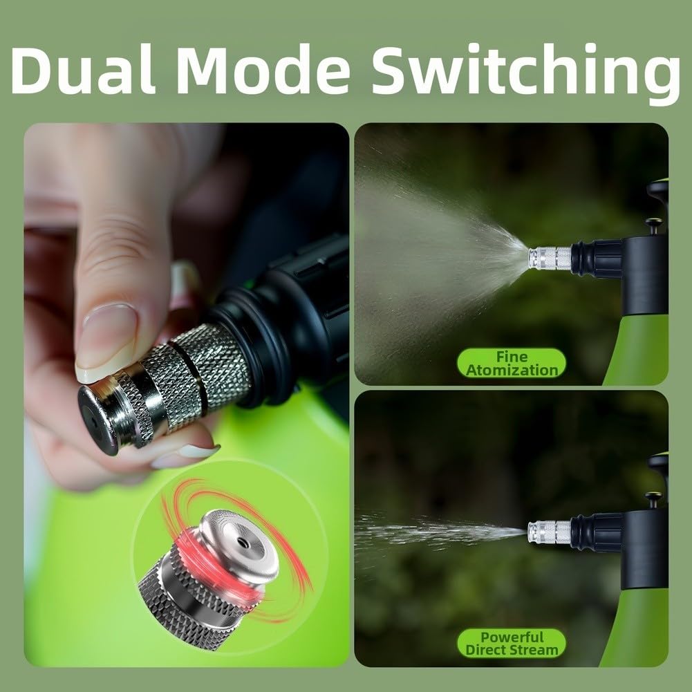 Vaporisateur à pression 4 L pour lavage de voiture, arrosage des plantes, pour deux modes de pulvérisation, brume et jet, poignée ergonomique, pour matériau PP PE