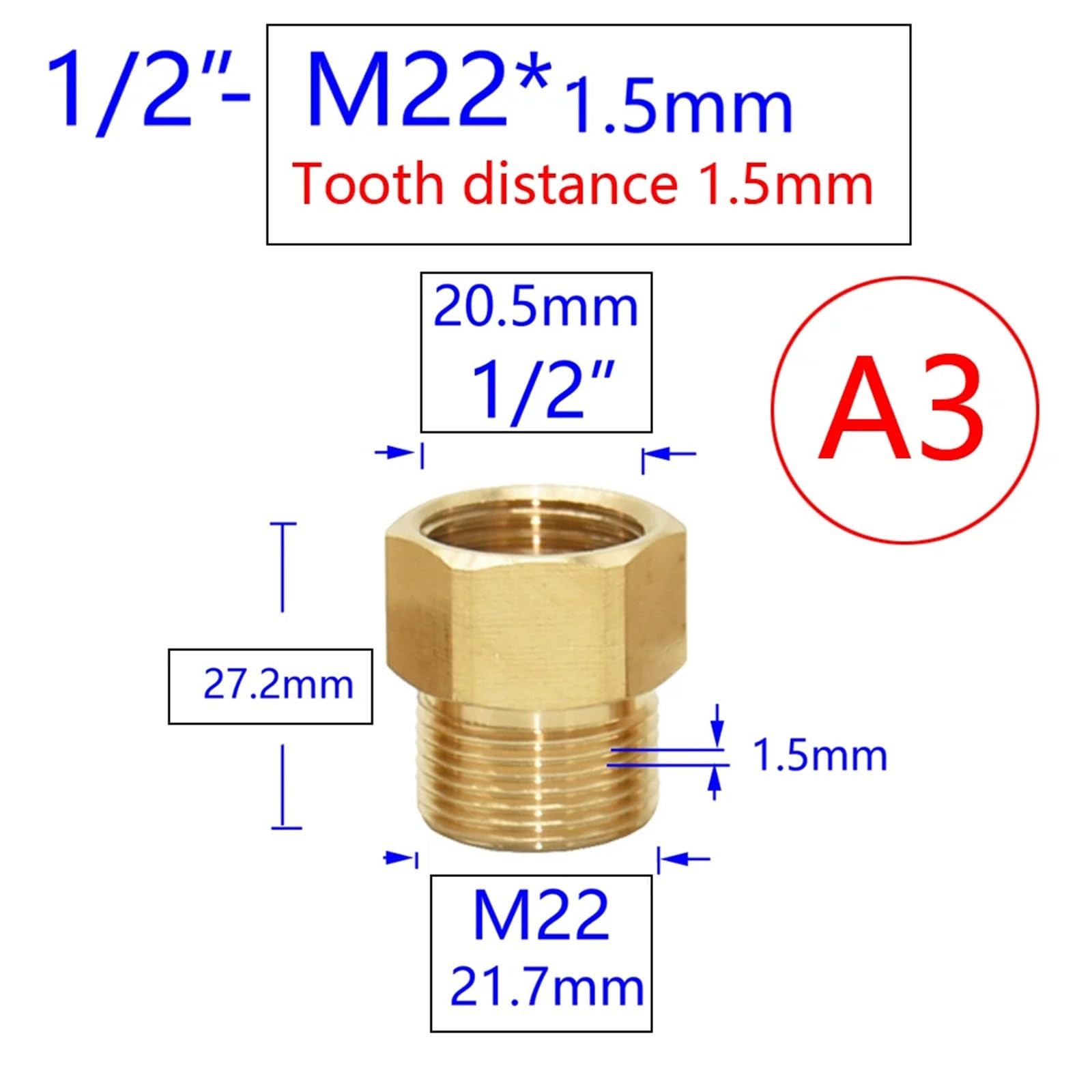 1 szt. mosiądz 3/8 1/2 cala M22 M14 M18 złącze gwintowane do kranu wody miedź metal gwintowany łącznik do rury wodnej adapter do kranu (czarny)