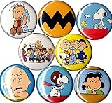 Set of 8 Peanuts Gang 1' pins/buttons/badges