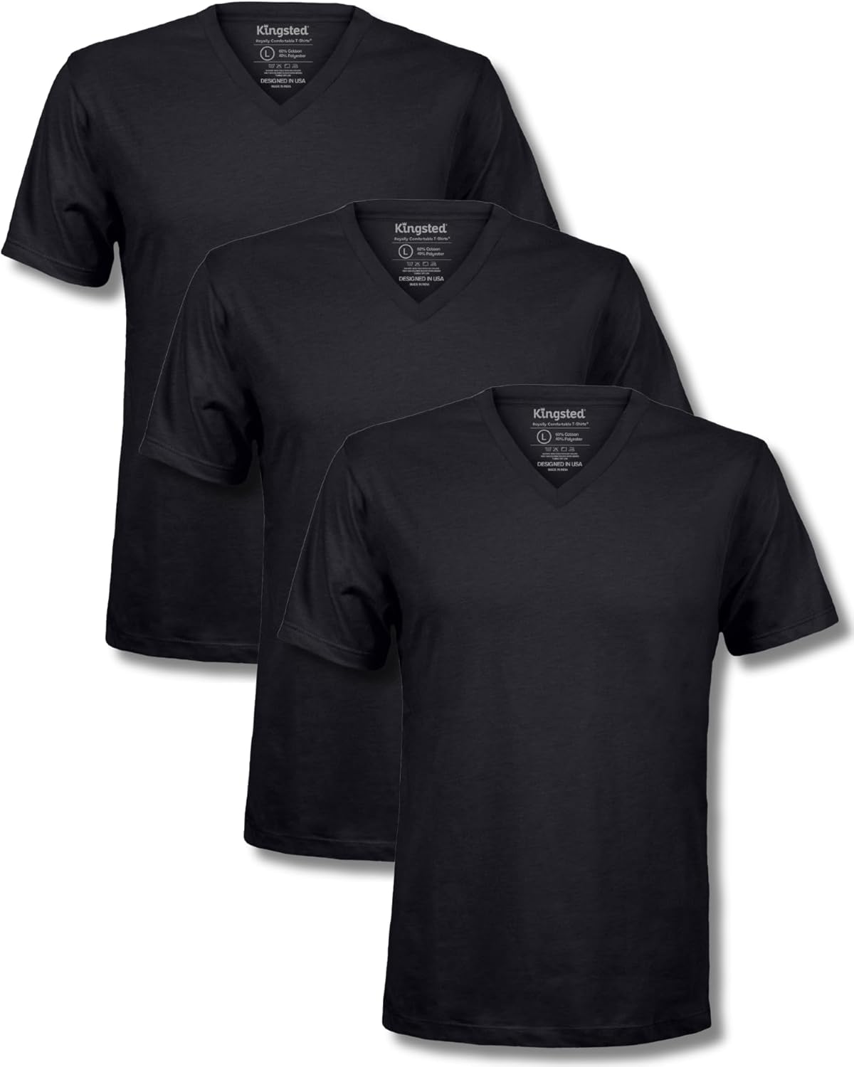 Kingsted V-Neck T-Shirts for Men - Royally Comfortable - Super Soft Premium Fabric - Well-Crafted Classic Fit - Bundle & Save
