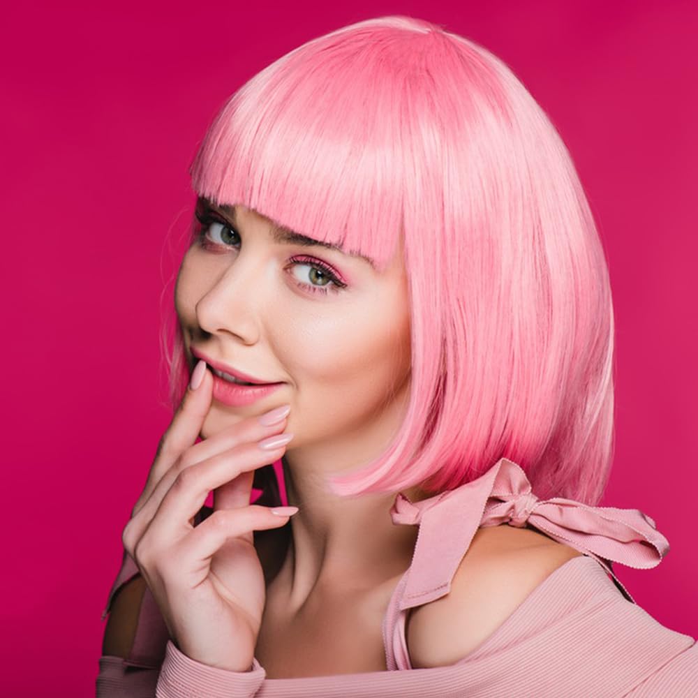 Wig for Women - Colorful Bob Wig with Party Sunglasses, Cosplay Party Wigs, Funny Wigs for Women (Hair Net Included) (Blue) - Image 4