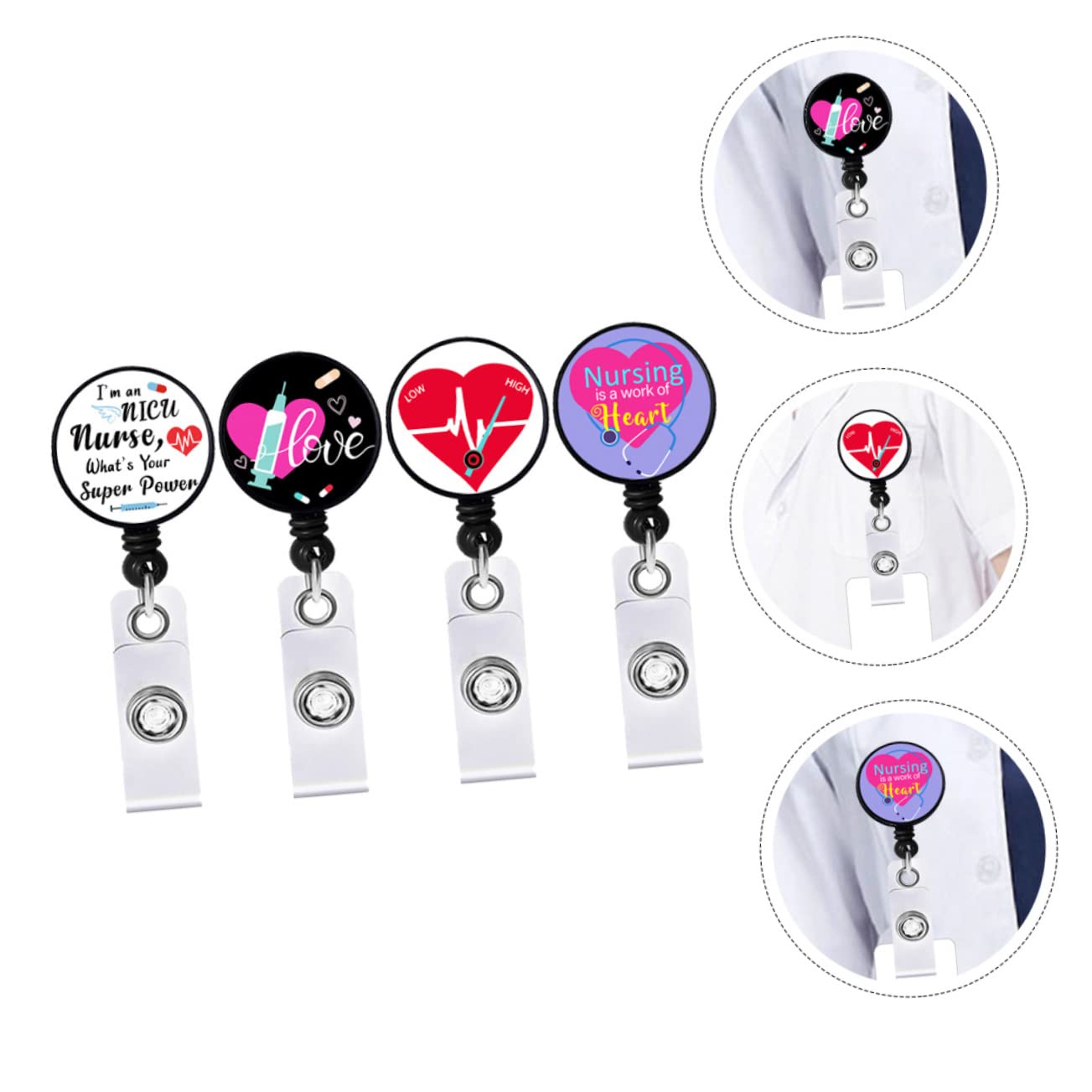 Amosfun 20pièces Clip De Badge Rétractable Avec Corde Id Support Pratique Pour Médecins Et Infirmiers Accessoires De Nom Pour Badge