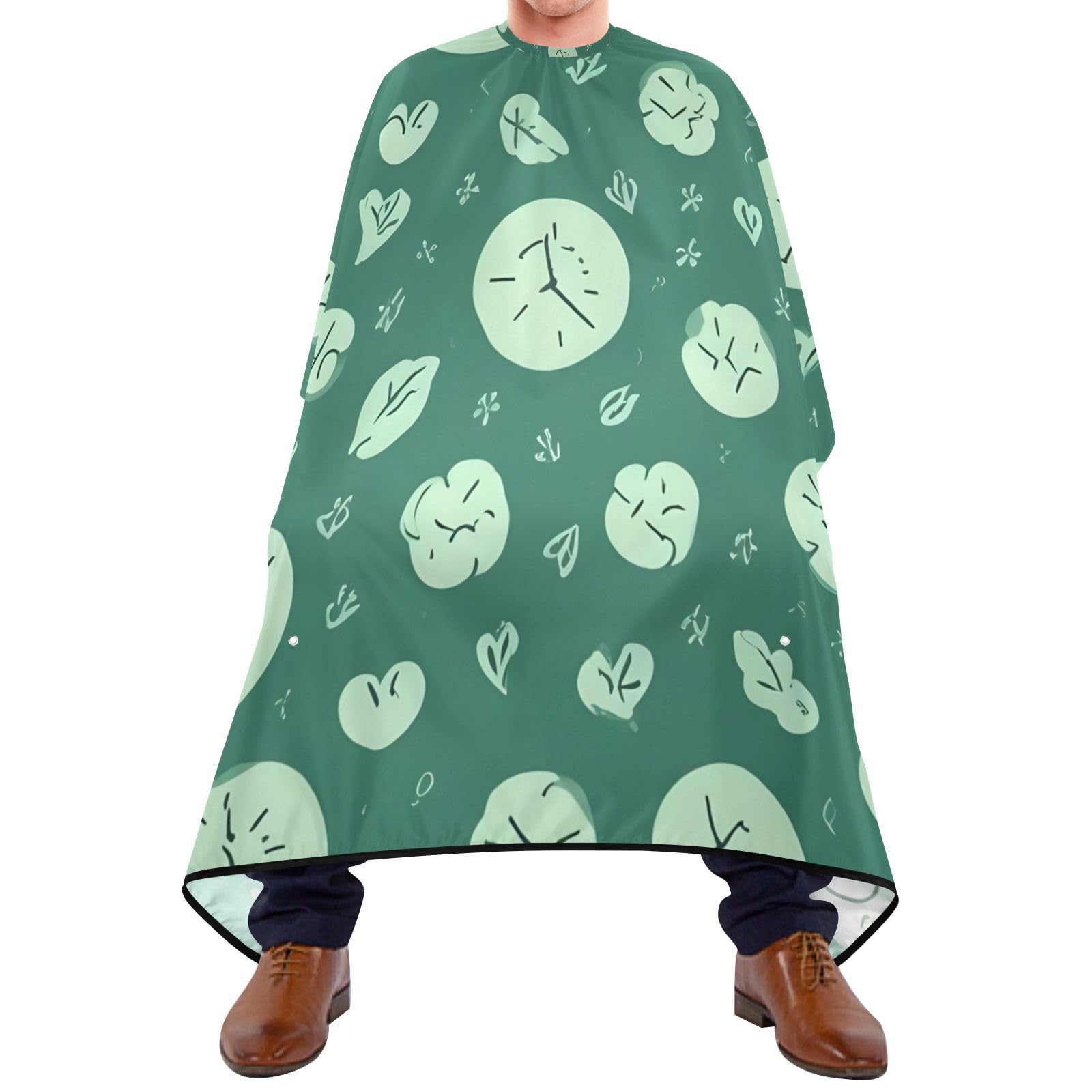 Hezely Green Alarm Clock Hair Dye Cape, Barber Cape for Adults,Waterproof Salon Cape,Waterproof Hairdressing Styling Hair Cutting, 65