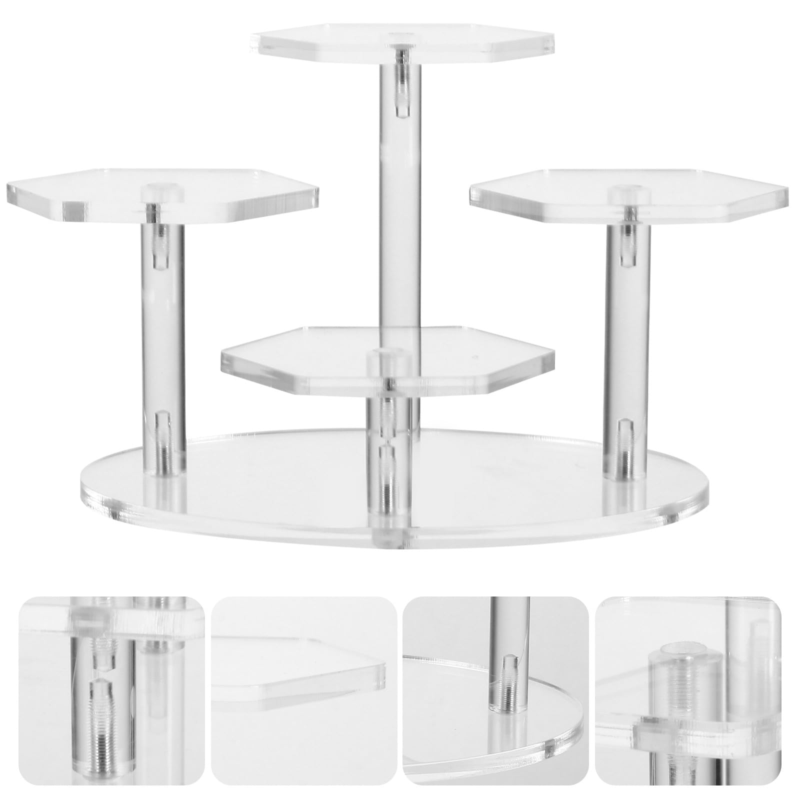 Expositor de Figuras y Porta Joyas de Acrílico Transparente Diseño Escalonado de 4 Niveles para Display y Almacenamiento Hogar