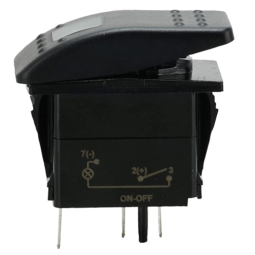 Miniatura 5 de Amarine Made Paquete de 2 interruptores basculantes LED impermeables de 12 V y 20 amperios para barco, SPST 3P, con luz (verde)