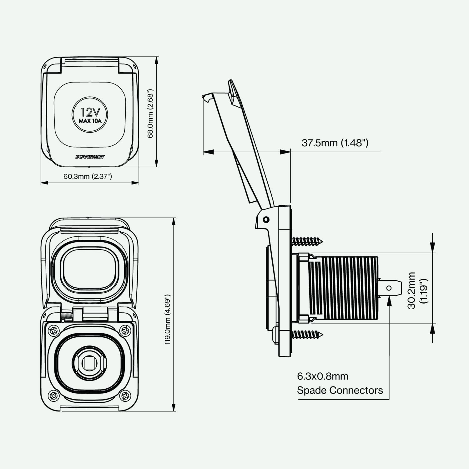 Scanstrut SC-V-DC1 Ventura Serie 12 V Steckdose