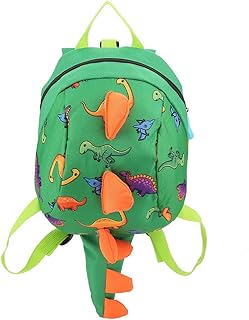 Dinosauro Zaino per Bambini Sacchetto per Bmbini Cartone Animato Zaino Pranzo al Sacco Borsa da Viaggio con Quinzaglio di Sicurezza Guinzaglio per 2 3 4 5 Bambini in età Prescolare Ragazze(Green)