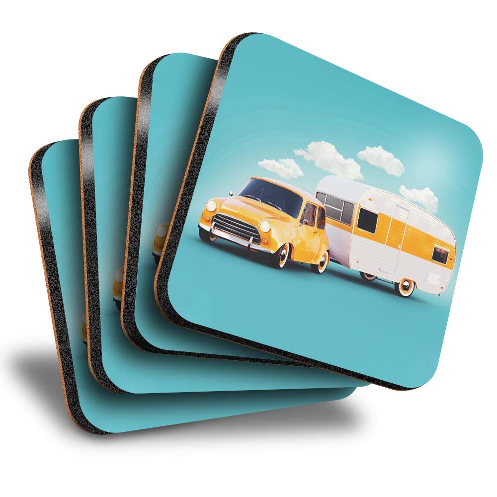 Destination Vinyl Ltd Great Coasters (Set of 4) Square - Caravan Motorhome Car Drink Glossy Coasters/Tabletop Protection for Any Table Type #3928