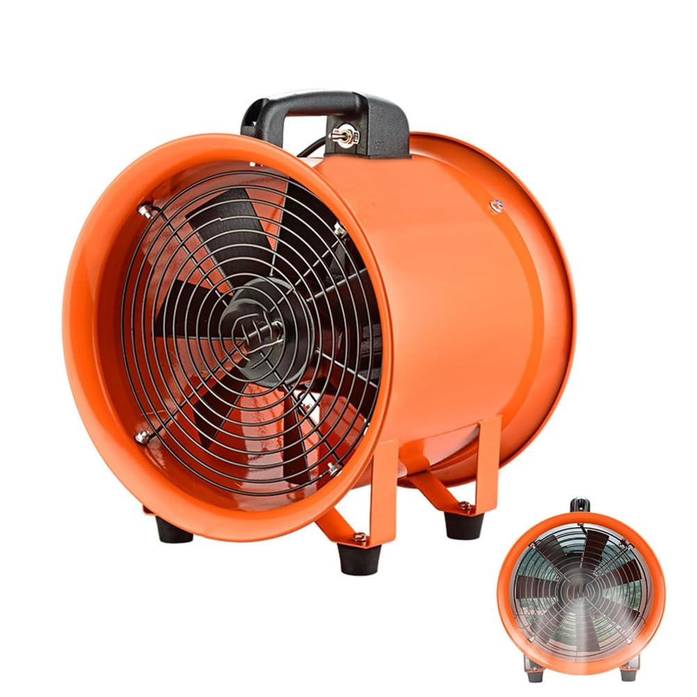 HYZHANHONG 12 Inch Adjustable Speed Explosion Proof Industrial Construction Blower Fan with Anti Slip Handle High Air Flow Metal Exhaust Fan for Snack Stall Smoke Exhaust ﻿