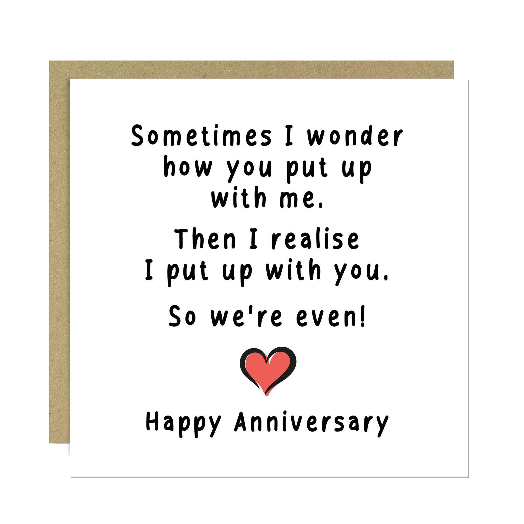 RED OCEAN Joke Anniversary Card For Husband Wife Boyfriend Girlfriend With Kraft Envelope Humour Card For Him Her Partner Wedding Anniversary Cards