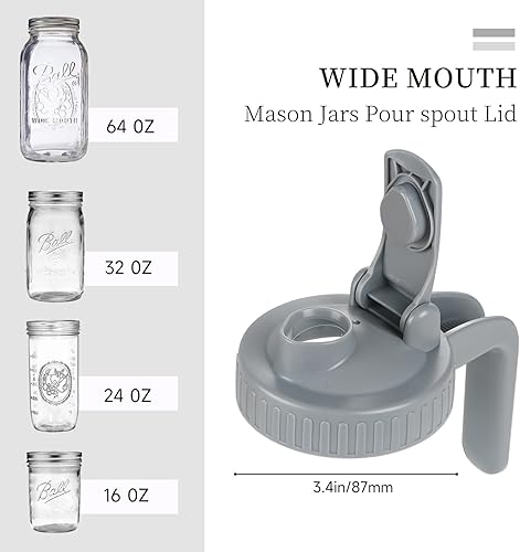 Miniatura 2 de Tapa de boquilla para tarros de boca ancha, tapa hermética con asa, a prueba de fugas y duradera, paquete de 2